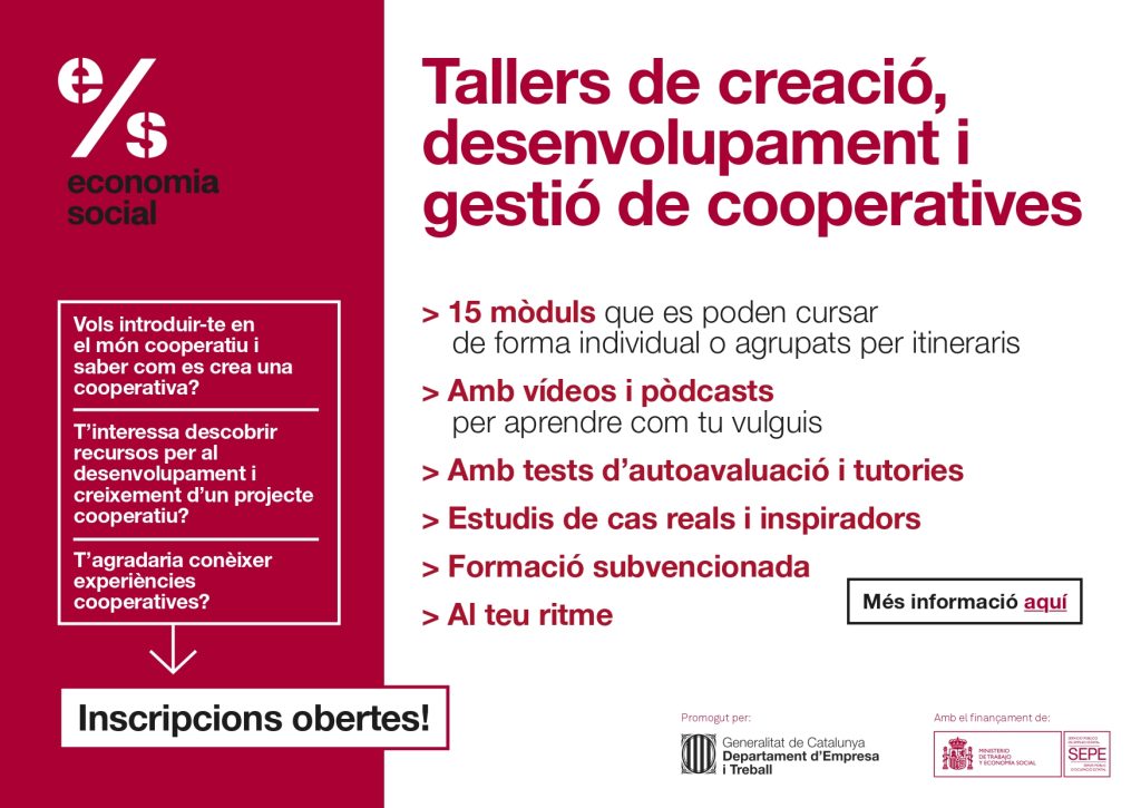 Comença la 9a edició dels Tallers de creació, desenvolupament i gestió de cooperatives